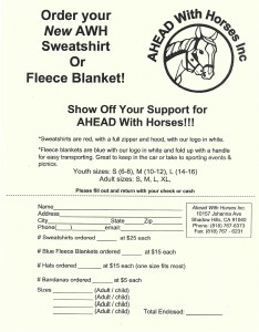 Sweatshirt and blanket order form 2015